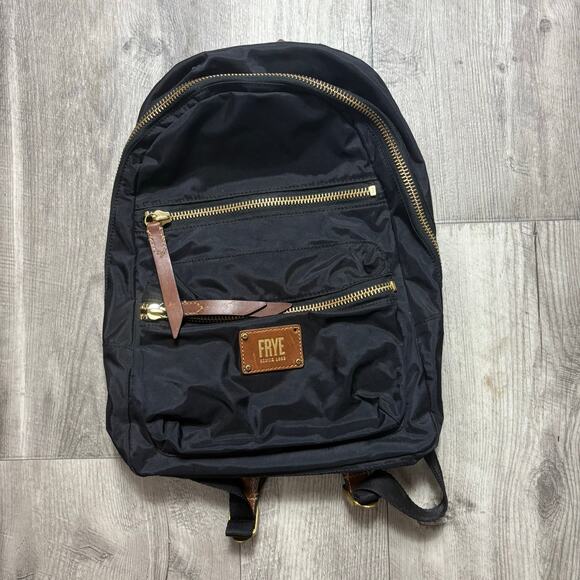 Frye Ivy Backpack Black Nylon With Leather Accents - Picture 1 of 5